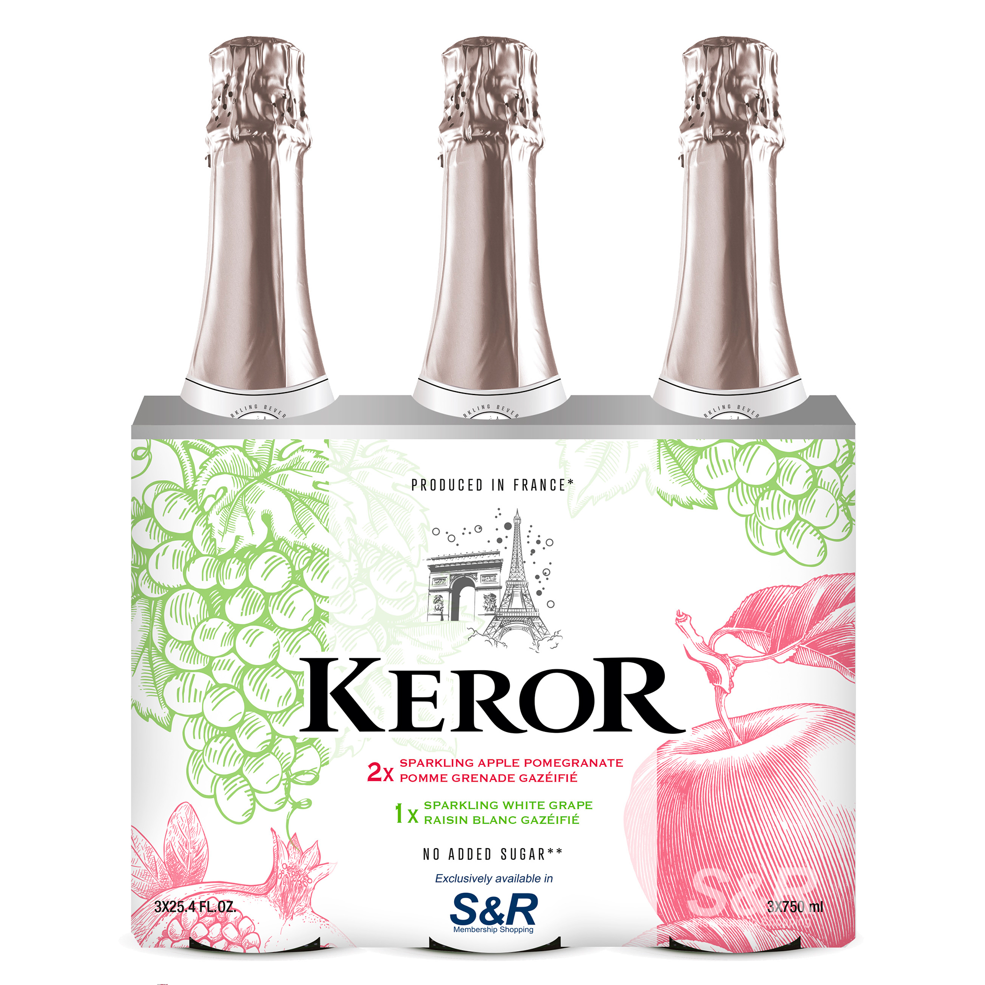 Keror Sparkling Apple Pomegranate and White Grape 3 bottles